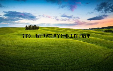 如今, 我已经在这个行业工作了数年