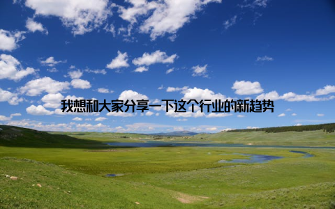 我想和大家分享一下这个行业的新趋势