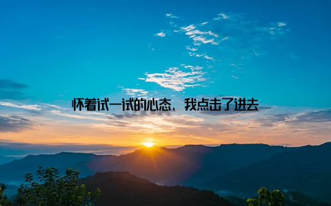 怀着试一试的心态, 我点击了进去