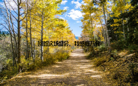 回首这场盛会, 我感慨万分