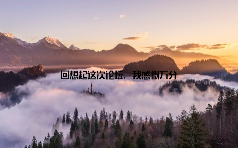 回想起这次论坛, 我感慨万分